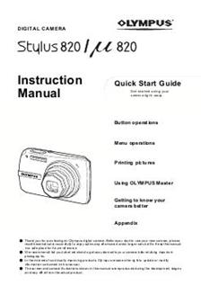 Olympus Mju Digital 820 manual. Camera Instructions.